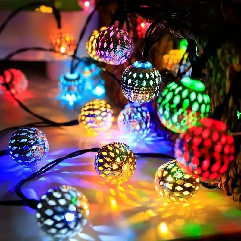 Solar Moroccan Ball Light Outdoor Waterproof Fairy Garden Lamp - Image 3