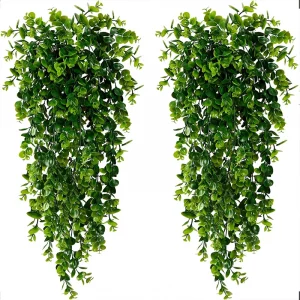 2PCS Artificial Hanging Plants Faux Eucalyptus Leaf