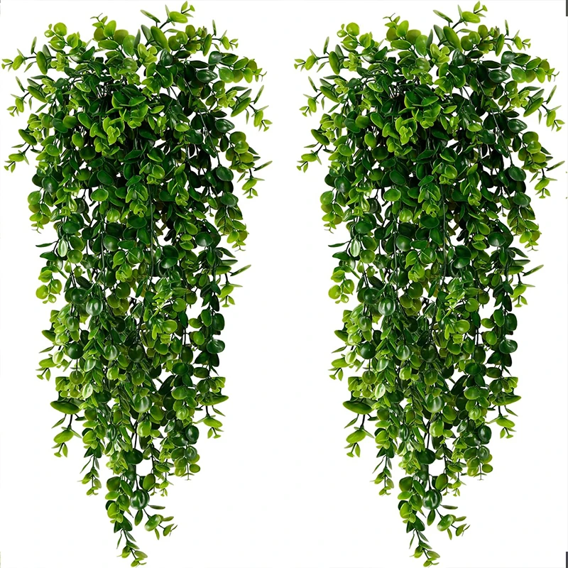 2PCS Artificial Hanging Plants Faux Eucalyptus Leaf