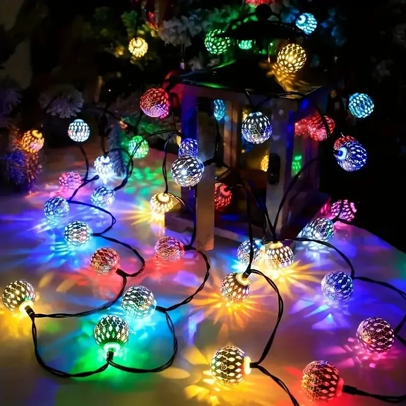 Solar Moroccan Ball Light Outdoor Waterproof Fairy Garden Lamp - Image 2