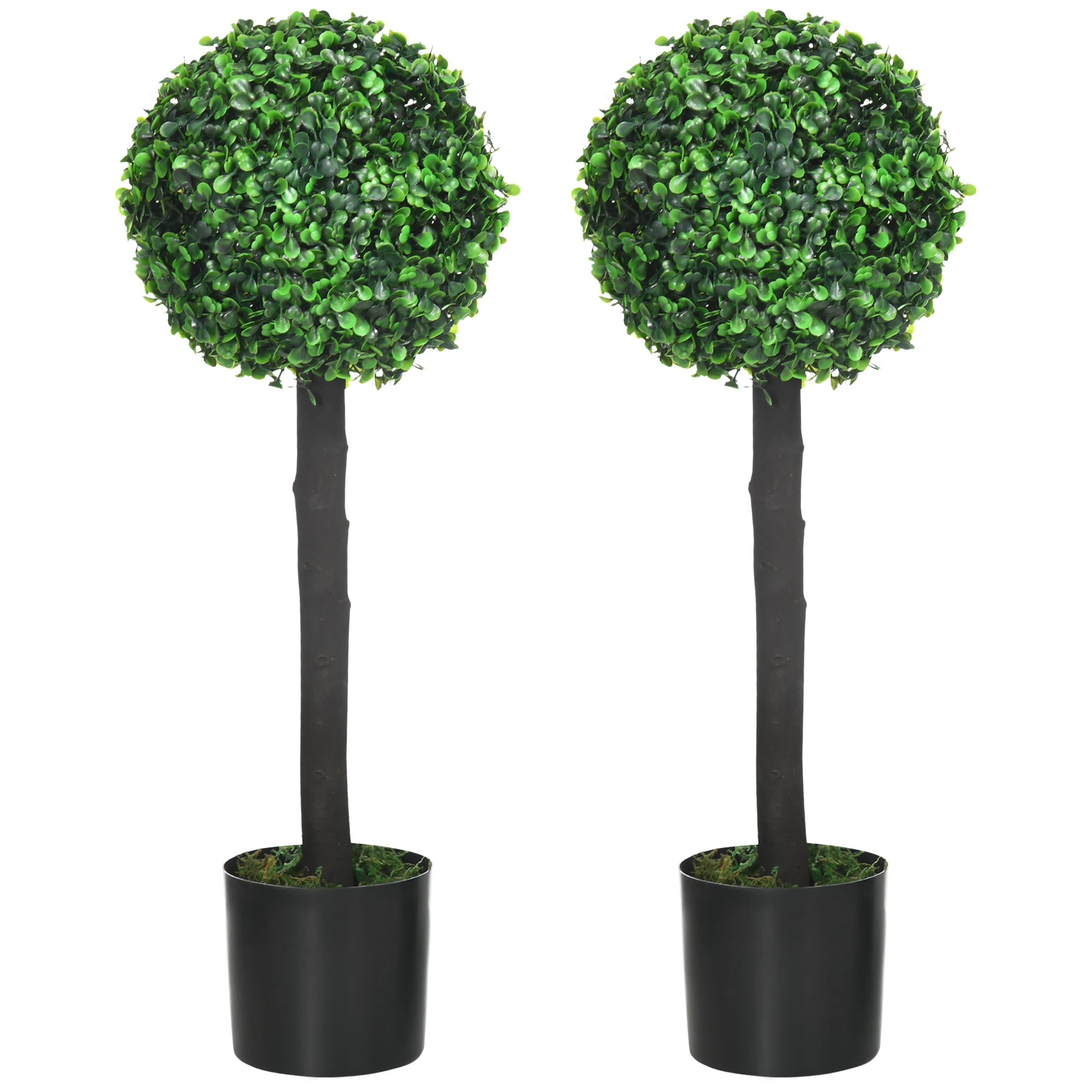 Set of 2 Potted Artificial Plants Boxwood Ball Trees