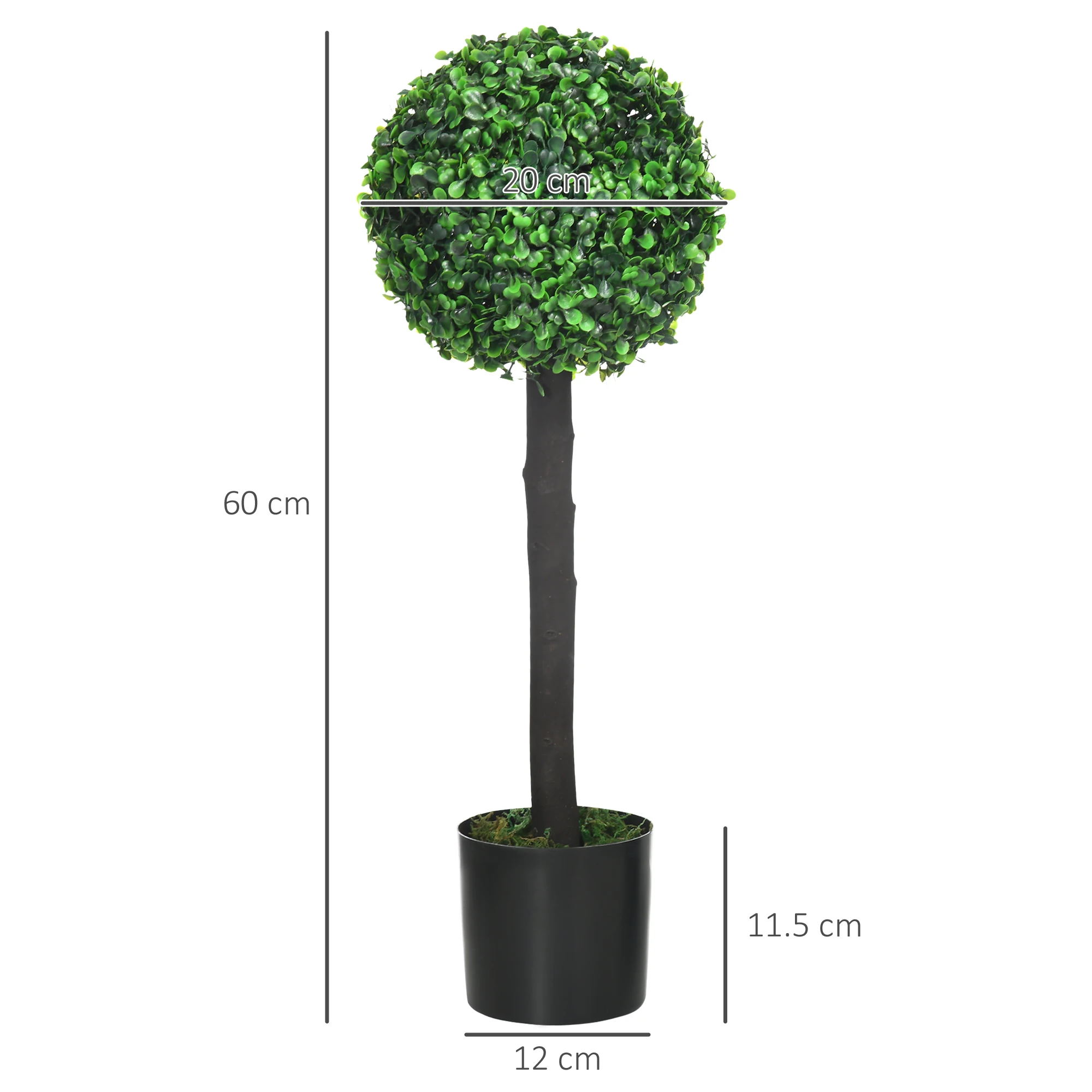 Set of 2 Potted Artificial Plants Boxwood Ball Trees - Image 3