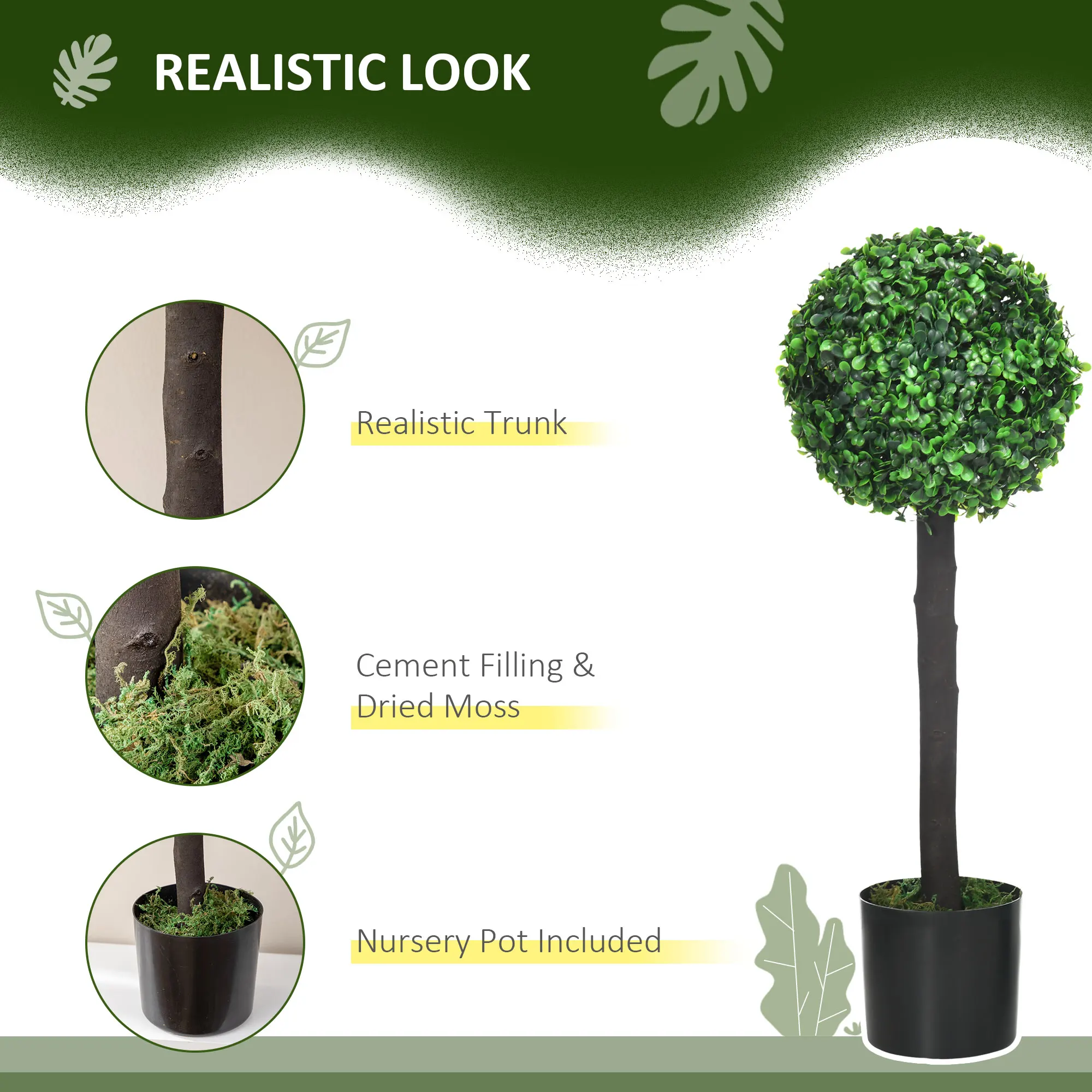 Set of 2 Potted Artificial Plants Boxwood Ball Trees - Image 6
