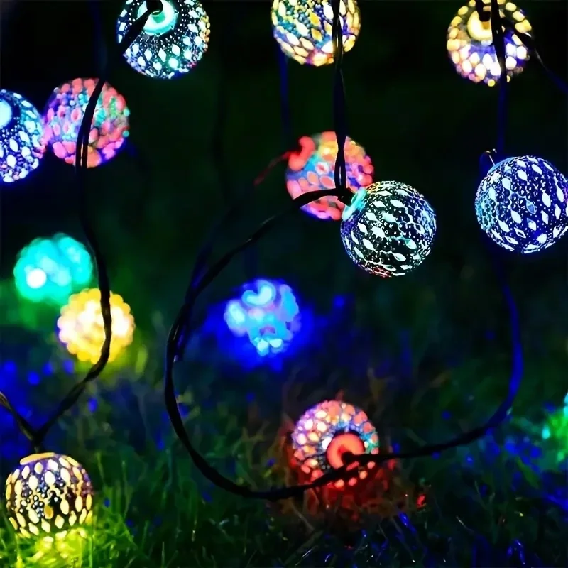 Solar Moroccan Ball Light Outdoor Waterproof Fairy Garden Lamp - Image 4