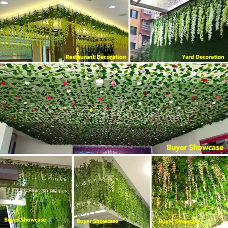 2.1M Green Ivy Leaf Hanging Vine Artificial - Image 6