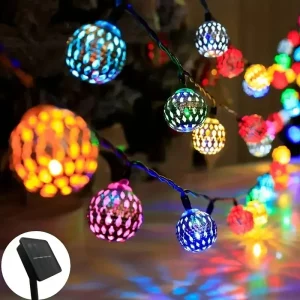 Solar Moroccan Ball Light Outdoor Waterproof Fairy Garden Lamp